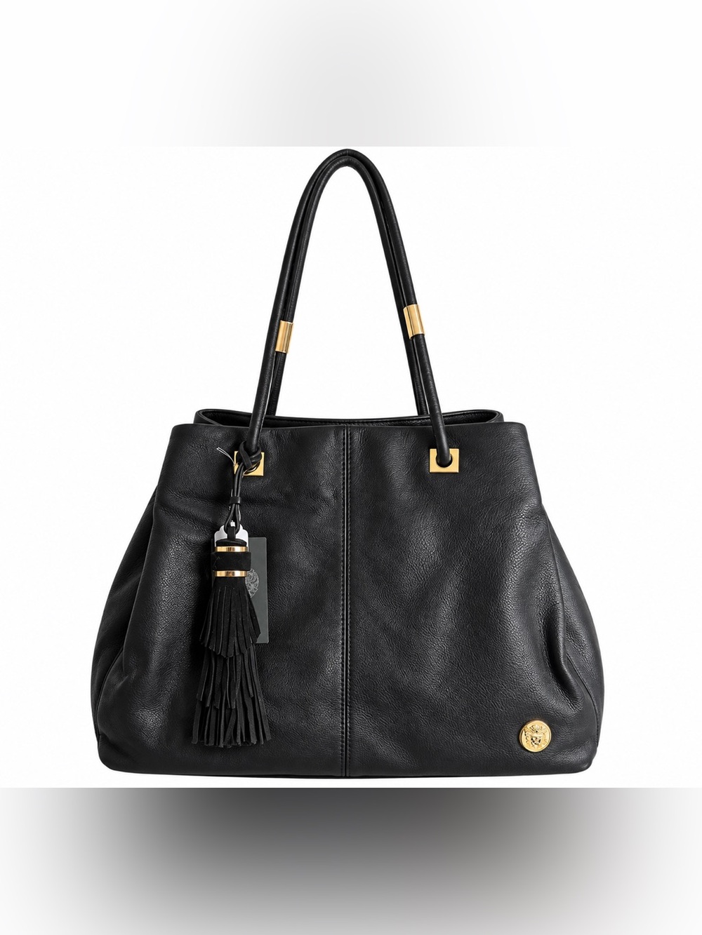 NWT! Vince Camuto Black Cava Tote Bag with Gold Hardware
